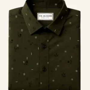 Mens Full Sleeves Official & Casual Green Shirt - 1.2