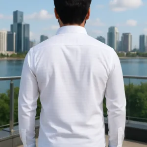 Mens Full Sleeves Official & Casual Plain White Shirt - 1.1