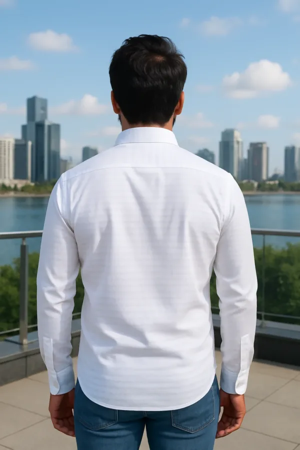 Mens Full Sleeves Official & Casual Plain White Shirt - 1.1