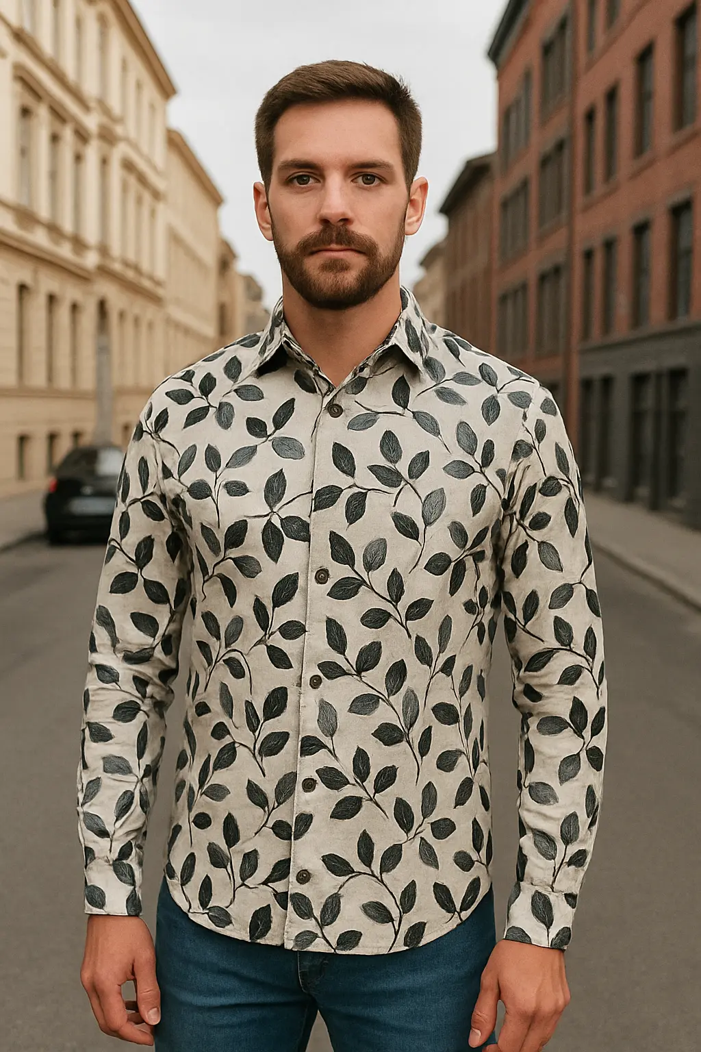 Mens Floral Design Casual Shirt - 3