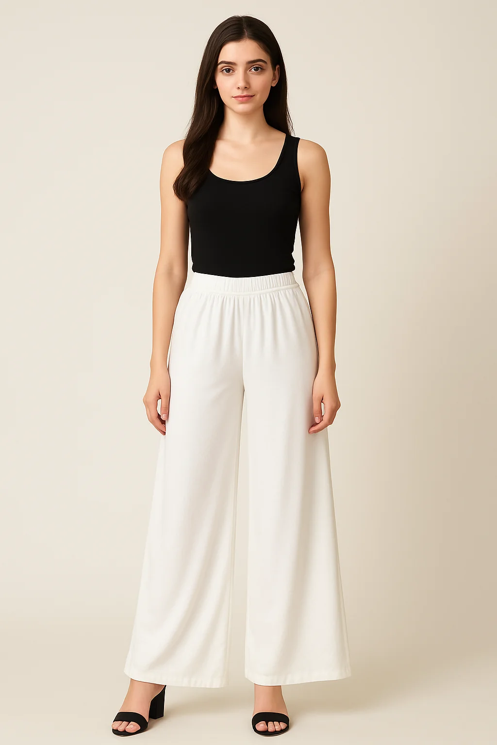 Women’s White High-Waist Palazzo
