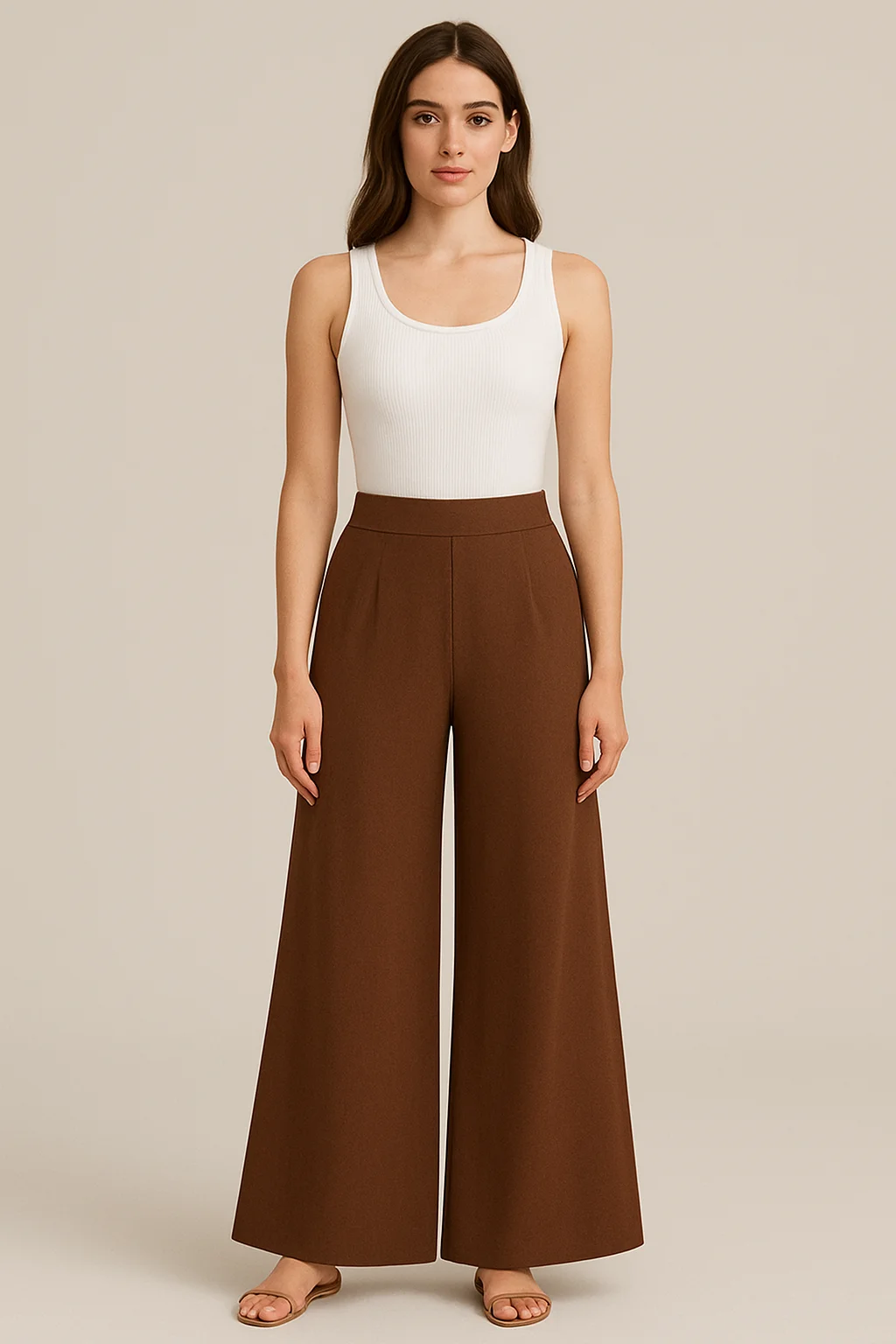 Women’s Brown High-Waist Palazzo